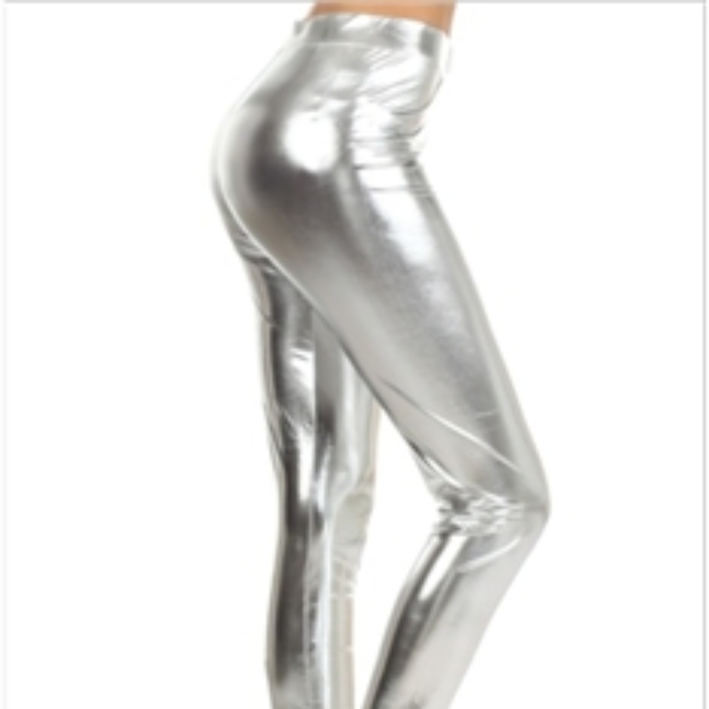 Silver metallic leggings